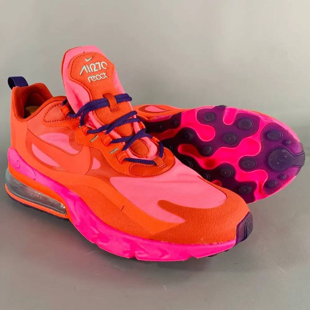 NIKE Size 11.5 Pink Orange Red Color Block Nylon Lace-Up Sneakers